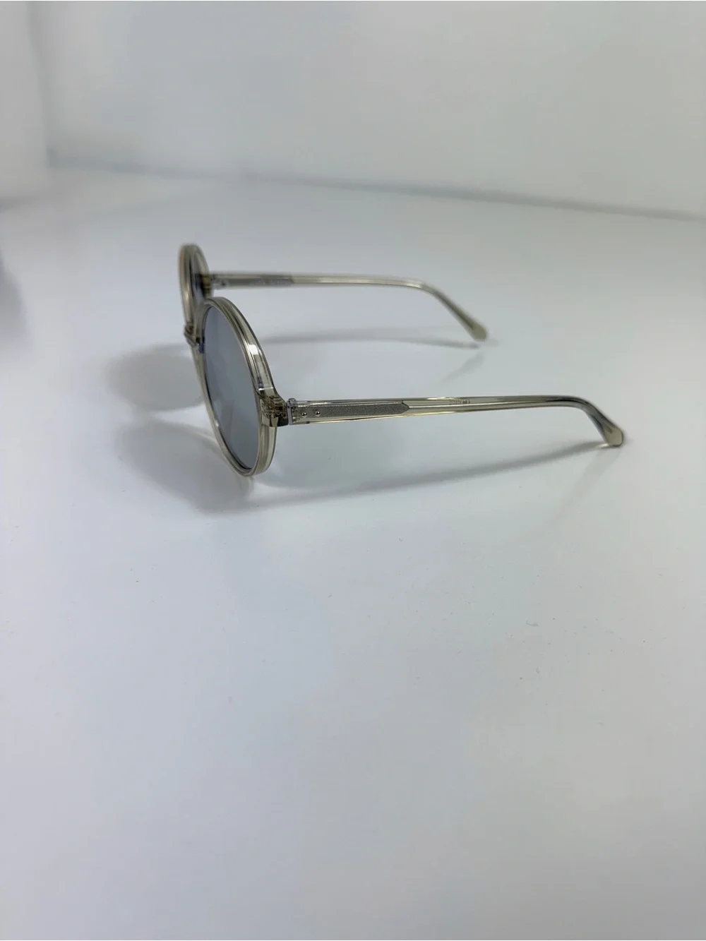 Linda Farrow LFL650 Oversized Round Sunglasses White Gold Titanium Full Set